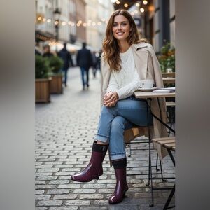 SALVATORE FERRAGAMO Vara Bow rubber Women's Purple Rain Boots- US 7